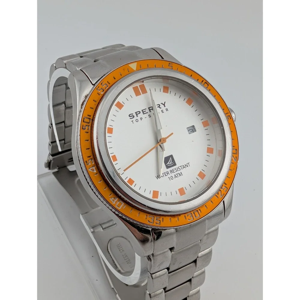 Sperry Top-Sider Watch Men 44mm Case Silver 6.75